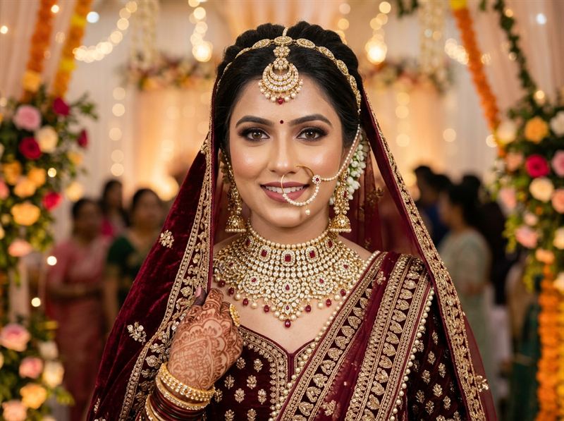 Indian Bridal Portrait with Kundan Jewellery