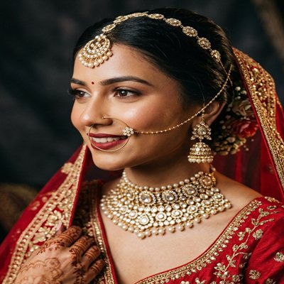 Indian Bridal Portrait with Kundan Jewellery