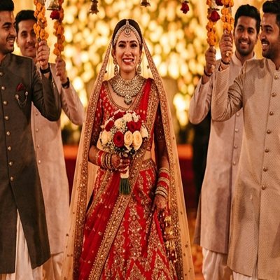 Indian Bride in Royal Red Lehenga